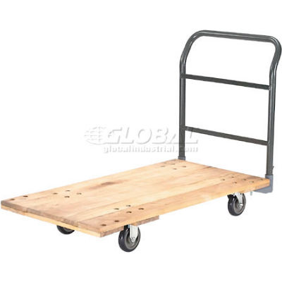 Global Industrial Hardwood Deck Platform Truck 48 x 24 1000 Lb. Cap. 5" Polyurethane Casters