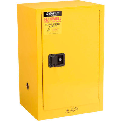 Global Industrial™ Inflammable Cabinet, Manuel Close Single Door, 12 Gallon, 23"Wx18"Dx35"H