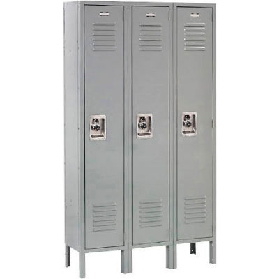 Global Industrial Infinity® 1-Tier 3 Door Locker, 12"Wx12"Dx60"H, Gray, Unassembled