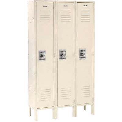 Global Industrial Infinity® 1-Tier 3 Door Locker, 12"Wx18"Dx72"H, Tan, Unassembled