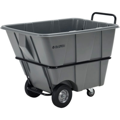 Global Industrial Heavy Duty Plastic Tilt Truck, 1/2 Cu. Yd. Cap, 1400 Lbs. Cap, Gray