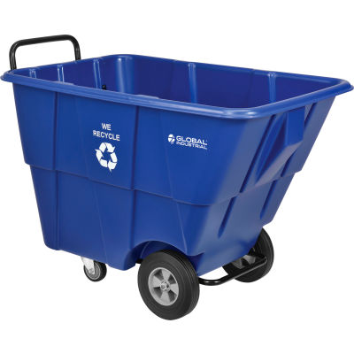 Global Industrial™ Standard Duty Plastic Recycling Tilt Truck,1/2 Cu. Yd. Cap,850 Lbs. Cap,Blue