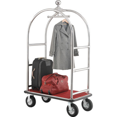 Global Industrial™ Bellman Cart With Curved Uprights, 8 » Casters, Silver Stainless Steel