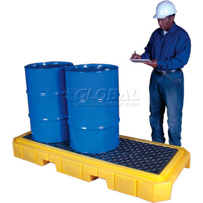 Palette de confinement des déversements UltraTech Ultra-Spill Pallet Plus® 9627 P3, 3 barils avec drain
