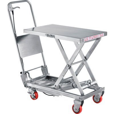 Global Industrial™ Stainless Steel Mobile Scissor Lift Table 27 x 17 - Cap 400 lb.
