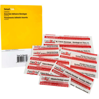 Pansements adhésifs assortis de First Aid Central SmartCompliance®, 50 / sac, recharge