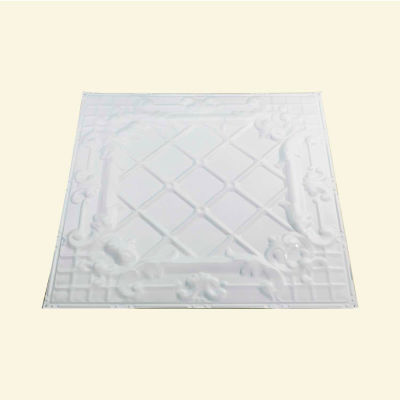 Great Lakes Tin Toledo 2' X 2' Nail-up Tin Ceiling Tile in Matte White - T55-01