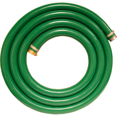 1-1/2" x 20' Green PVC Water Suction Hose Assembly Coupled w/ M x F Aluminum Short Shank Fittings