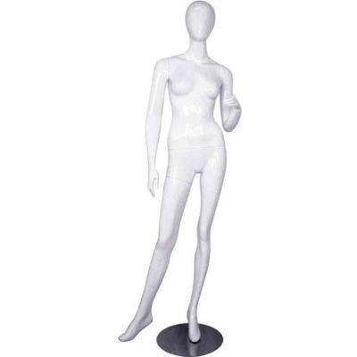 Mannequin femme - Main gauche sur la hanche, jambe droite sur le côté - Finition brillant, blanc