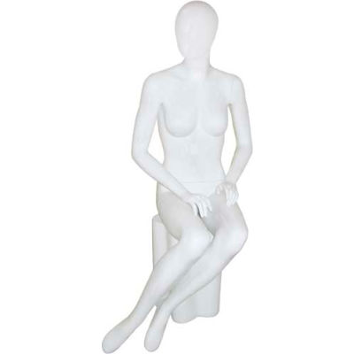 Mannequin femme - Assis, les jambes à côté - Finition brillant, blanc