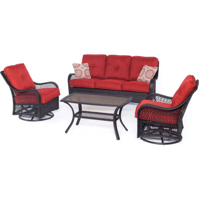 Hanover® Orleans 4 pièces All Weather Patio Set, Autumn Berry / Français Roast