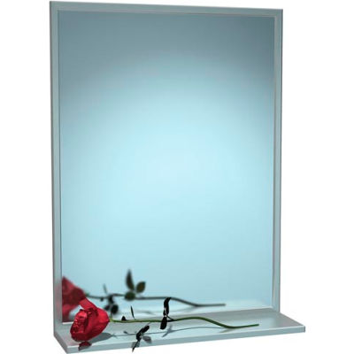 ASI® inox canal cadre miroir avec étagère - Wx18 24"" H - 0625-1824