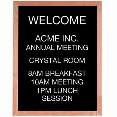 Aarco Red Oak Framed Letter Board Message Center - 24"W x 30"H