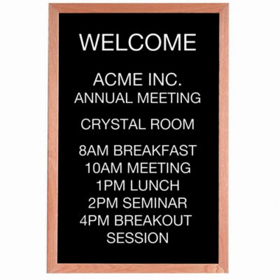 Aarco Red Oak Framed Letter Board Message Center - 24"W x 36"H