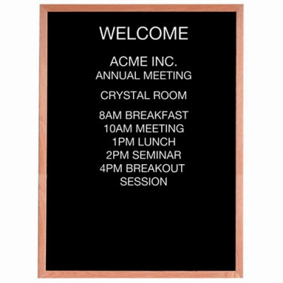 Aarco Red Oak Framed Letter Board Message Center - 36"W x 48"H