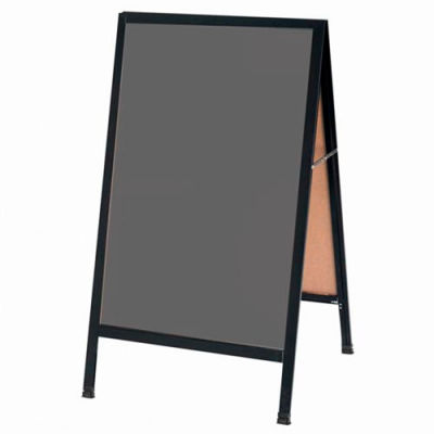 Aarco Aluminum Black Powder Coated A-Frame Sidewalk Black Chalkboard - 24"W x 42"H