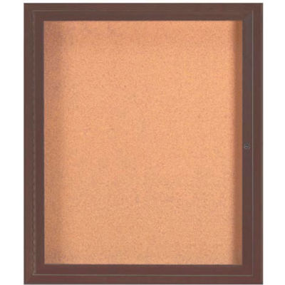 Aarco 1 Door Framed Enclosed Bulletin Board Bronzed Anod. - 30"W x 36"H