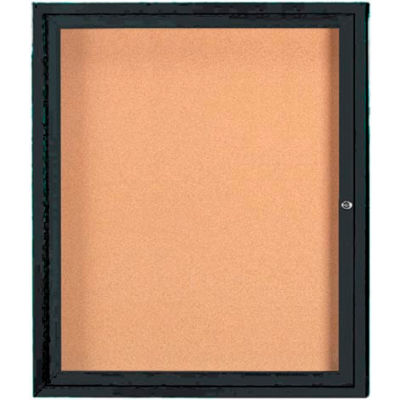 Aarco 1 Door Framed Enclosed Bulletin Board Black Powder Coat - 30"W x 36"H