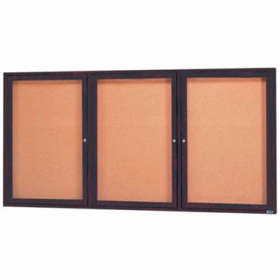 Aarco 3 Door Framed Enclosed Bulletin Board Bronzed Anod. - 72"W x 36"H