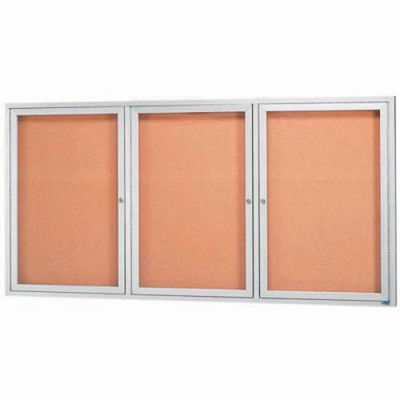 Aarco 3 Door Framed Illuminated Enclosed Bulletin Board - 72"W x 36"H