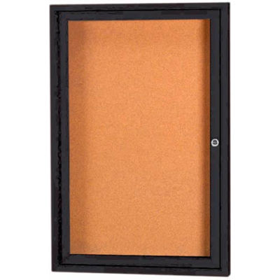 Aarco 1 Door Framed Enclosed Bulletin Board Black Powder Coat - 36"W x 48"H