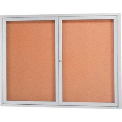 Aarco 2 Door Framed Enclosed Bulletin Board - 60"W x 48"H