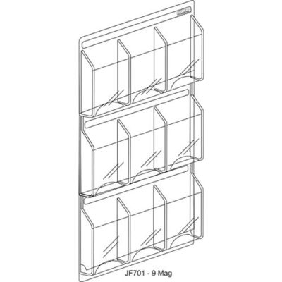 Clear-Vu Magazine And Literature Display-9 Magazine Pockets - 30"W x 37"H