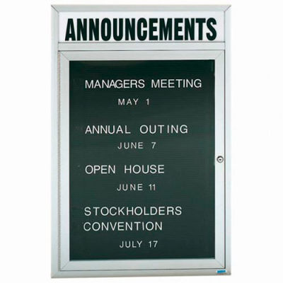 Aarco 1 Door Enclosed Letter Board Cabinet w/ Header - 36"W x 48"H