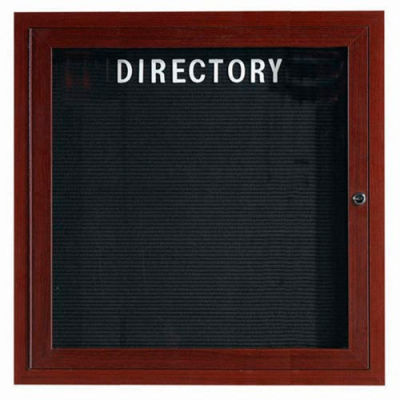 Aarco 1 Door Aluminum Frame Wood Look, Walnut Enclosed Letter Board - 36"W x 36"H