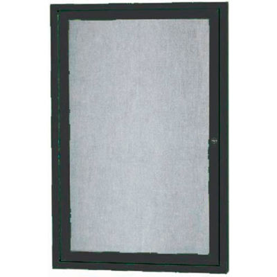 Aarco 1 Door Alum Framed Illum Enclosed Bulletin Board Black Powder Coat - 18"W x 24"H