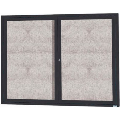 Aarco 2 Door Aluminum Framed Enclosed Bulletin Board Black Powder Coat - 48"W x 36"H