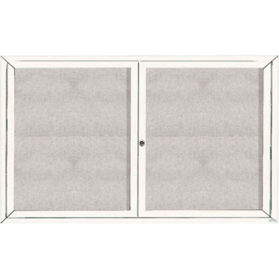 Aarco 2 Door Aluminum Framed Enclosed Bulletin Board White Powder Coat - 60"W x 36"H