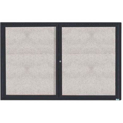 Aarco 2 Door Aluminum Framed Enclosed Bulletin Board Bronze Anod. - 72"W x 48"H