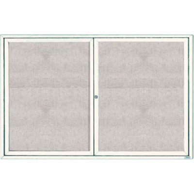 Aarco 2 Door Aluminum Framed Enclosed Bulletin Board White Powder Coat - 72"W x 48"H