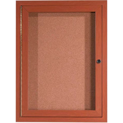 Aarco 1 Door Aluminum Frame Wood Look, Oak Enclosed Bulletin Board - 24"W x 36"H