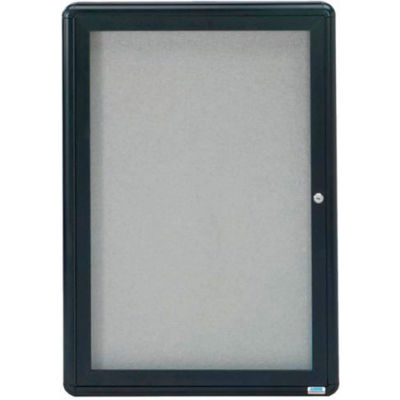 Aarco 1 Door Design Enclosed Bulletin Board Graphite - 24"W x 36"H