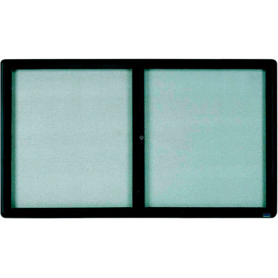 Aarco 2 Door Design Enclosed Bulletin Board Graphite - 72"W x 36"H