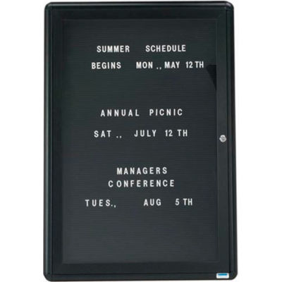 Aarco 1 Door Design Enclosed Letter Board Graphite - 24"W x 36"H