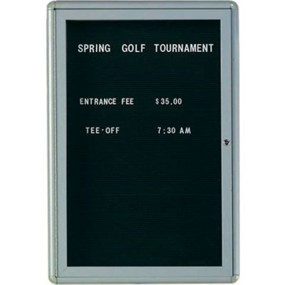 Aarco 1 Door Design Enclosed Letter Board Medium Grey - 24"W x 36"H