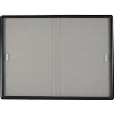 Aarco 2 Door Radius Design Bulletin Board w/ Tempered Glass Graphite - 60"W x 36"H