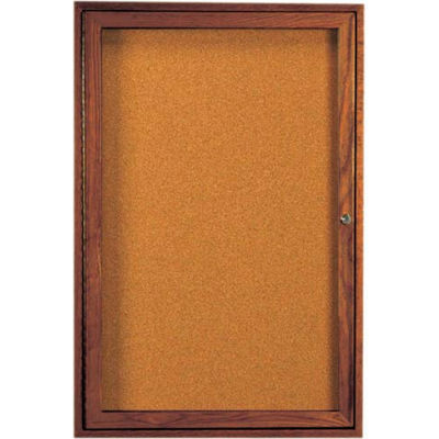 Aarco 1 Door Walnut Enclosed Bulletin Board - 24"W x 36"H