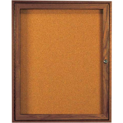 Aarco 1 Door Walnut Enclosed Bulletin Board - 30"W x 36"H