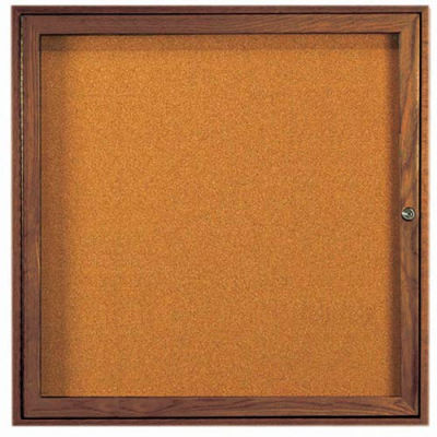 Aarco 1 Door Walnut Enclosed Bulletin Board - 36"W x 36"H