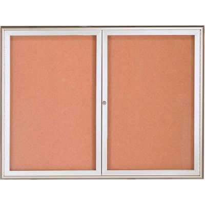 Aarco 2 Door Water Fall Style Bulletin Board Silver - 36"H x 48"W