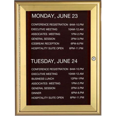 Aarco 1 Door Water Fall Style Letter Board Gold - 24"W x 36"H