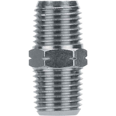 AIGNEP Hex Pipe Nipple, 82200N-06, 3/8" NPTF, Nickel Plated Brass - Pkg Qty 5