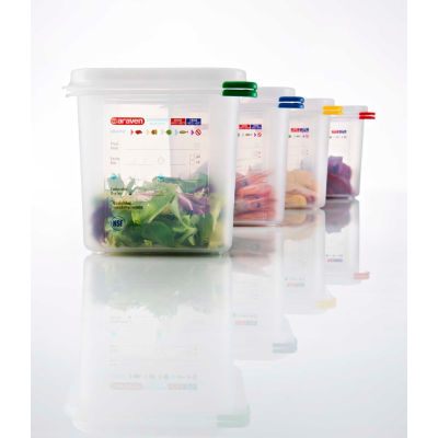 Récipient alimentaire hermétique Araven Colorclip® avec couvercle, 12-7/8 « L x 10-1 / 2 " L x 7-7 / 8 « H, Transparent - Qté par paquet : 6