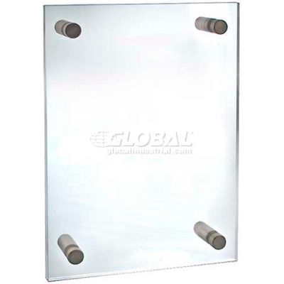 Azar Displays 105506 Acrylic Standoff Sign Holder W/ Caps, 8.5" x 14" ,1 Piece