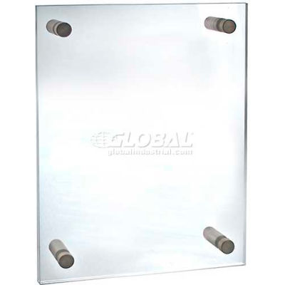 Azar Displays 105508 Acrylic Standoff Sign Holder W/ Caps, 11" x 17" ,1 Piece