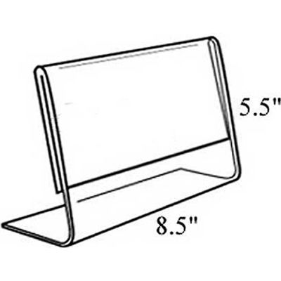 Azar Displays 112704 Horizontal Slanted L-Shaped Acrylic Sign Holder, 8.5" x 5.5"